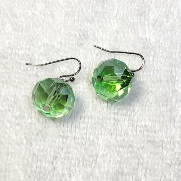 Light Lime Green Faceted Bead Dangle Earrings – Pierced - Picture 3 of 10